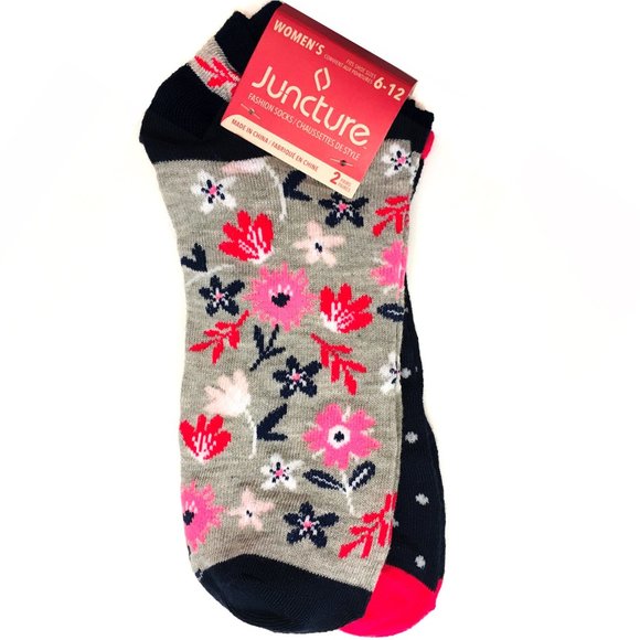 Accessories - *3/$15* Pink Flowers + Polka Dot Socks